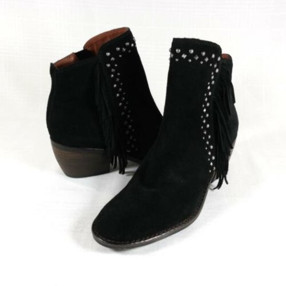 LUCKY Brand Kaarina Studded Fringe Black Bootie EUC sz 8.5 - Picture 5 of 12